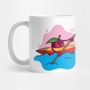 cute plum in a rowboat rowing in a lake Mug